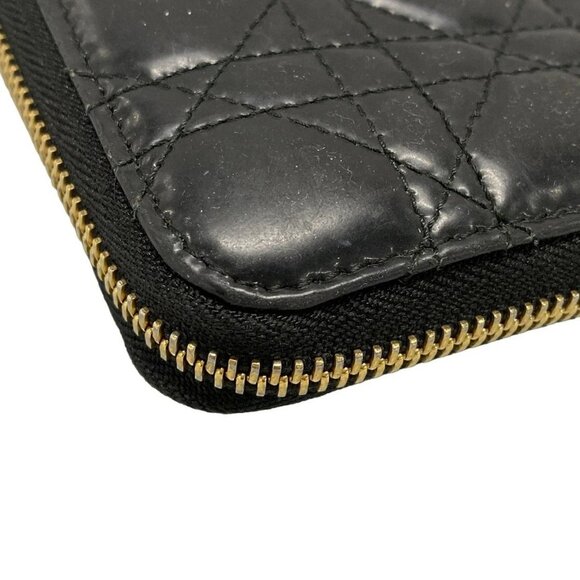 Auth DIOR/ChristianDior Cannage Stitch - Black Patent Leather Long Wallet - Picture 11 of 11